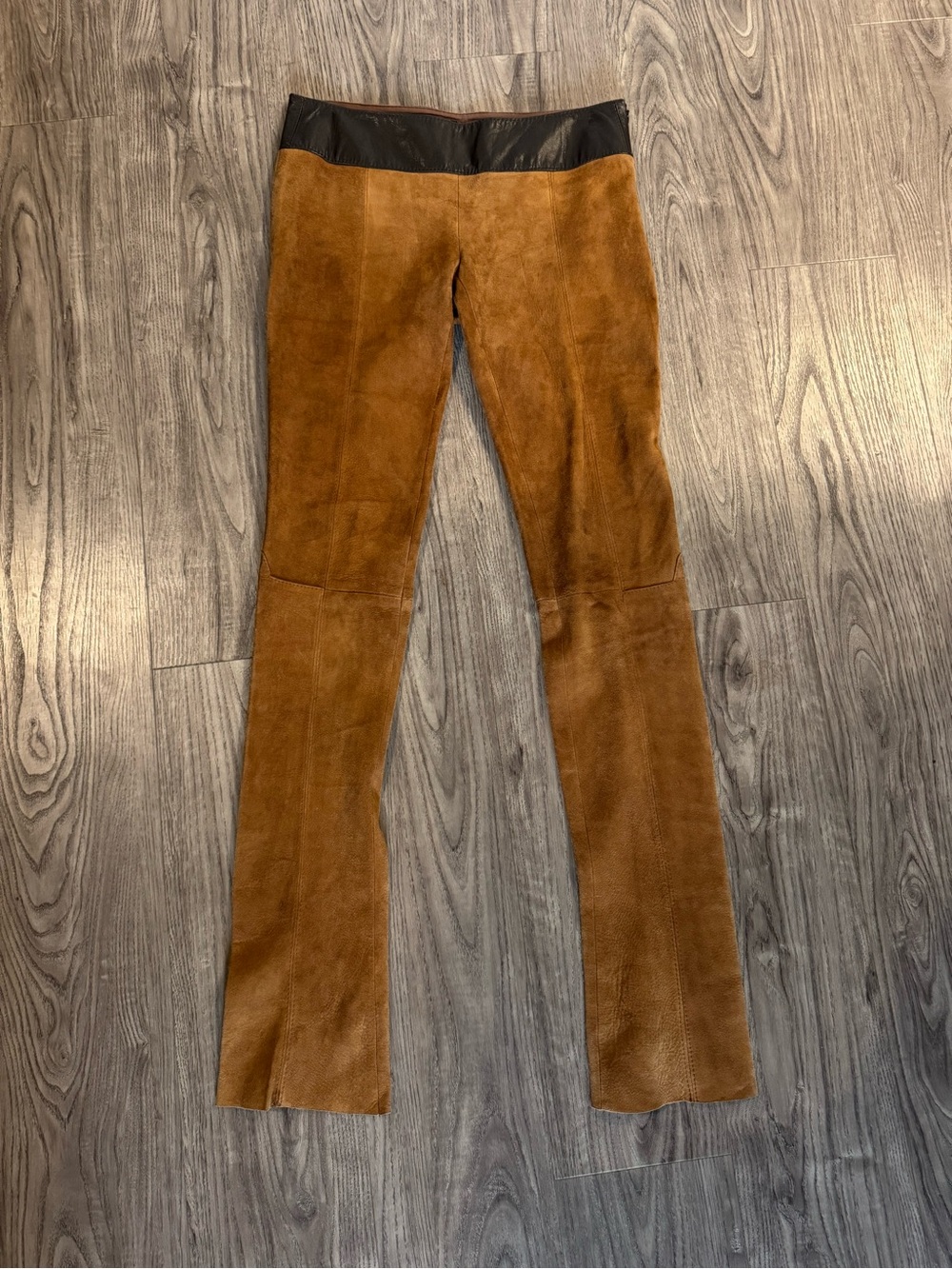 Vintage Brown Suede Flared Jeans